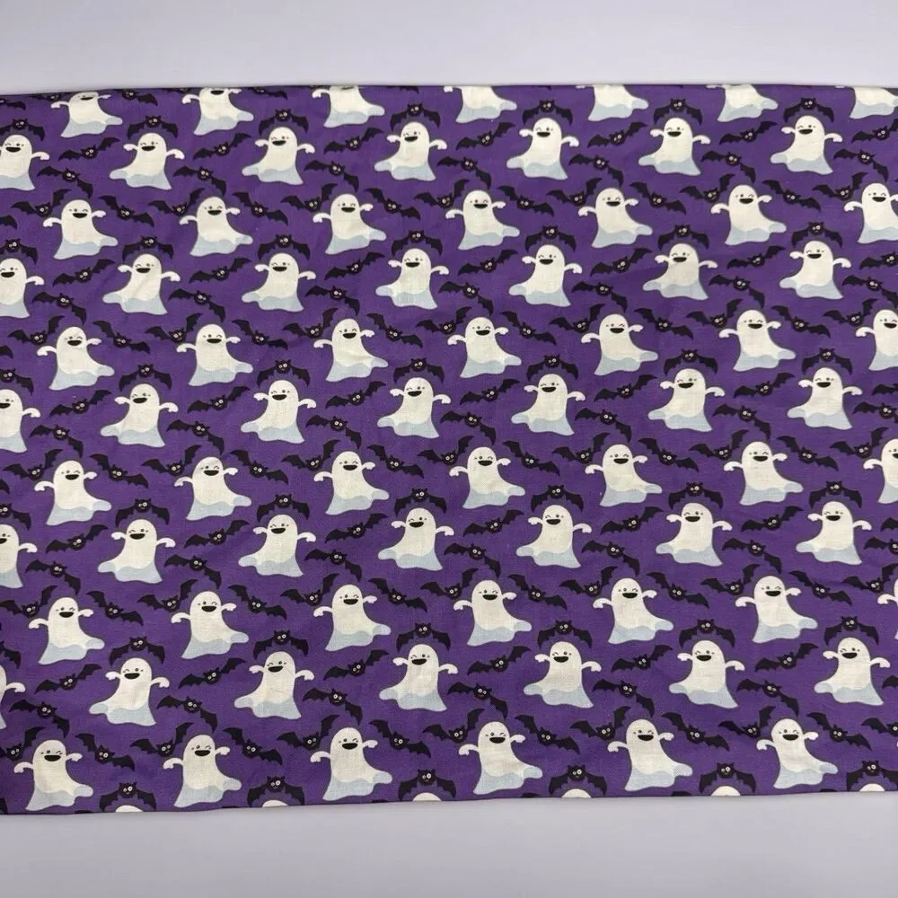 Halloween Ghost Bat Cotton Fabric 2 Yards Purple Quilting Craft